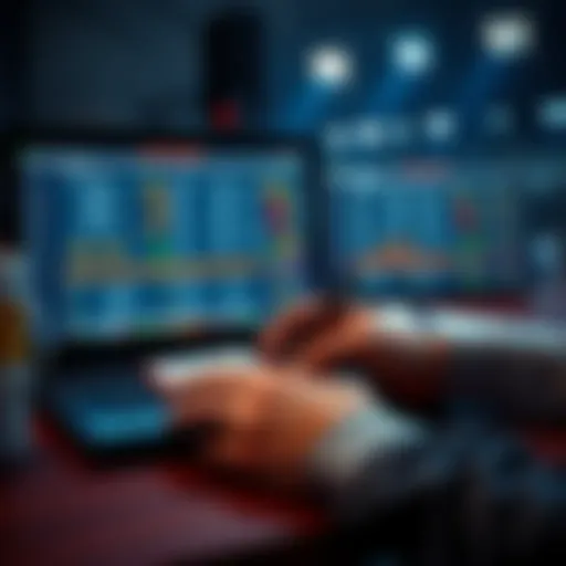 A person analyzing sports betting odds on a laptop with a notepad and calculator, focusing on the new betting strategy.