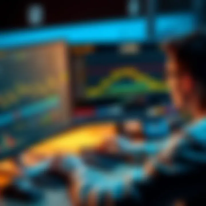 A person analyzing sports betting statistics on a computer, showing graphs and odds, with a focus on the EuroLeague