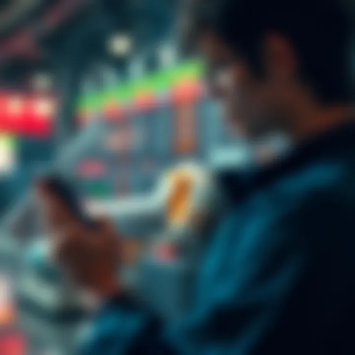 A person looking at a sports betting app on a smartphone with tax documents in hand, contemplating deductions