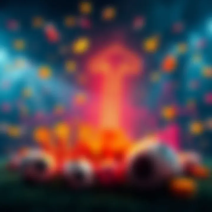 Illustration of sports betting with charts and winning symbols