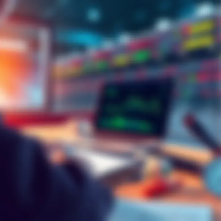An illustration showing a person analyzing sports betting odds and strategies, with a notepad and laptop on the table.