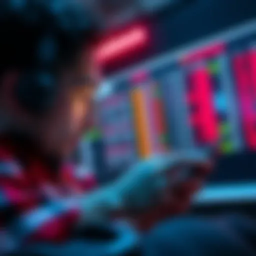 A person analyzing sports betting odds and placing bets on a digital device.