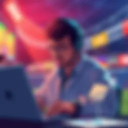 Sports Betting Tips Illustration of sports betting tips featuring a person analyzing games and placing bets