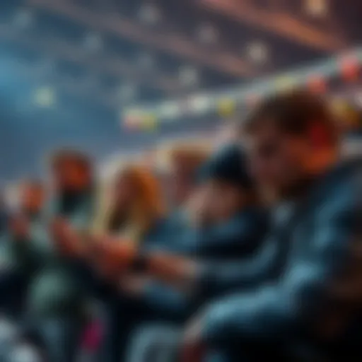 A group of disappointed sports fans looking at their phones, missing live updates from DKLive.