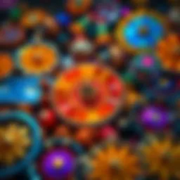 Spot the Spin & Gold Wheels A colorful image showing hidden Spin & Gold wheels among various objects, inviting people to find them.