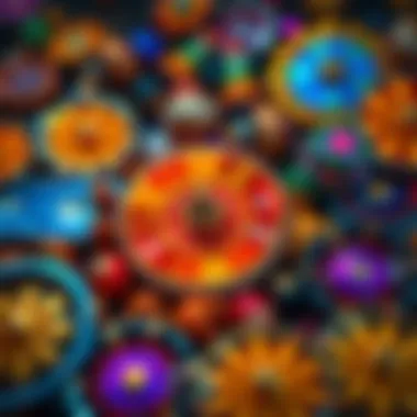 Spot the Spin & Gold Wheels A colorful image showing hidden Spin & Gold wheels among various objects, inviting people to find them.
