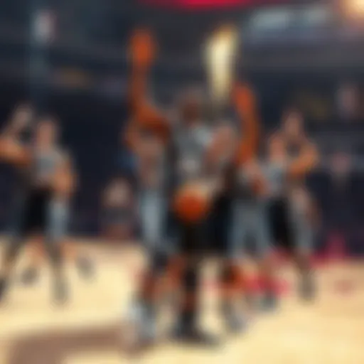 San Antonio Spurs players celebrate a convincing win against their rivals on the court.