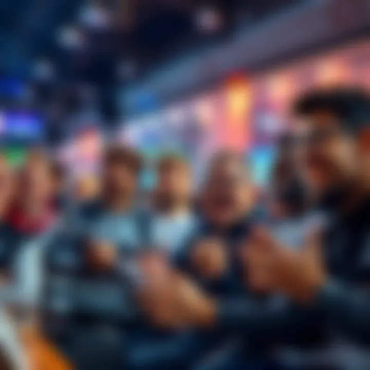 A group of Spurs fans sharing tips on betting strategies with excited expressions in a lively setting.