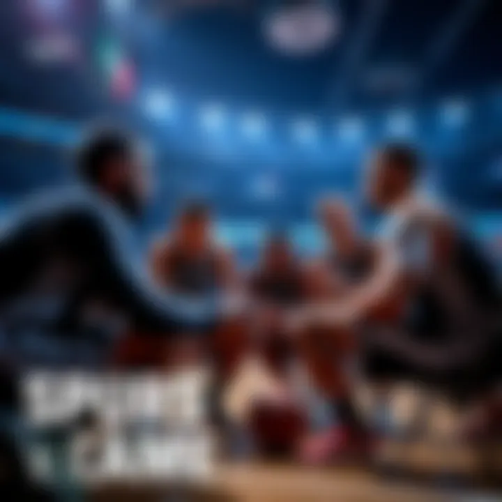 Basketball players strategizing before a game between the SPURS and OKC, highlighting media influence on the team's decision.