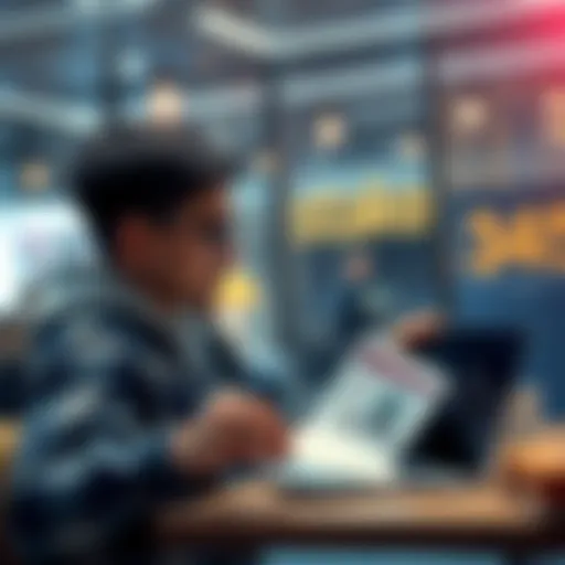 A person looking for assistance with account verification, showing a laptop and ID documents.