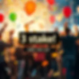 People celebrating Stake's three-year anniversary with confetti and balloons