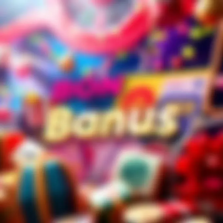 Colorful graphic showcasing various bonus offers and promotions for gaming at Stake, with a festive background