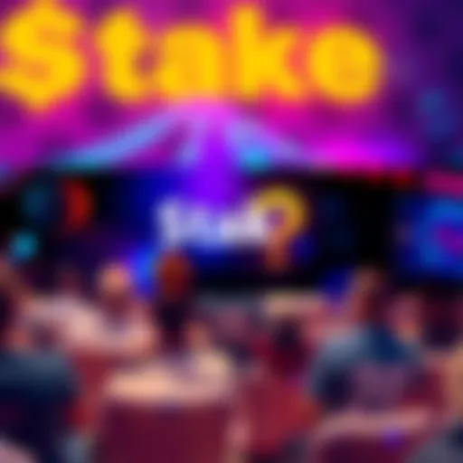 A banner showing anticipation for Stake's monthly bonus with lively colors and a question mark, reflecting the excitement and speculation around the bonus release.