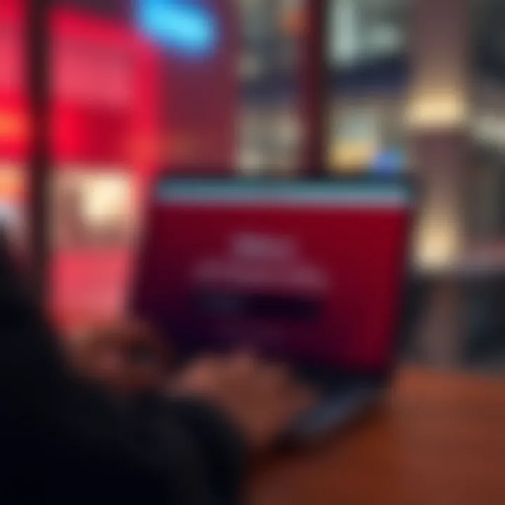 A person looking at a closed website on a laptop, showing the Stake.us platform with a message about its unavailability in Illinois