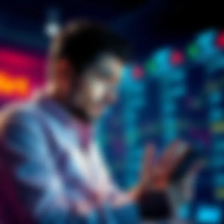 A worried investor checking their investment app as news about the staking service going offline spreads.