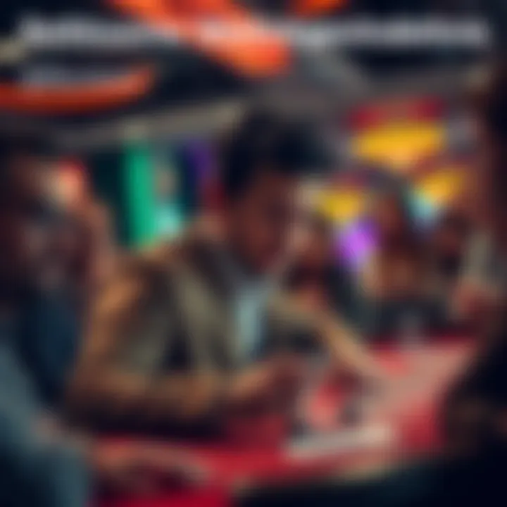 A person nervously placing a bizarre bet at a casino, surrounded by other gamblers looking shocked