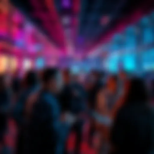 People discussing unusual drops at an event on a Friday evening, capturing the excitement and curiosity in the air.