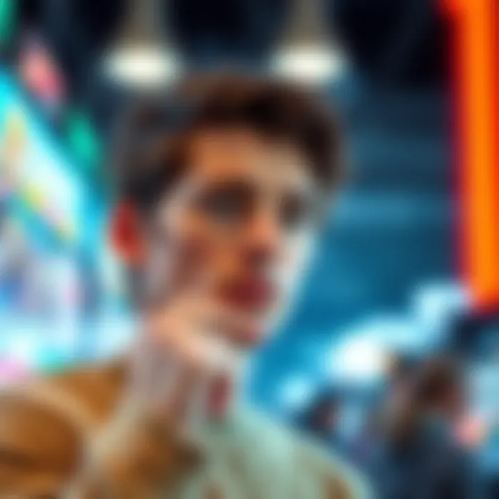 A person looking thoughtful while considering ways to prevent impulsive purchases when pressing a button on a game interface.