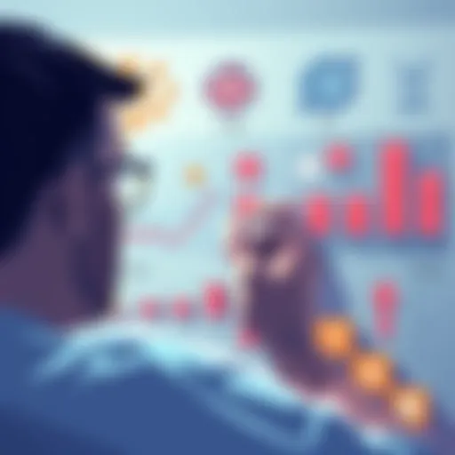 Illustration showing a person analyzing a chart with various strategy components and symbols, representing the 'One of everything' approach.