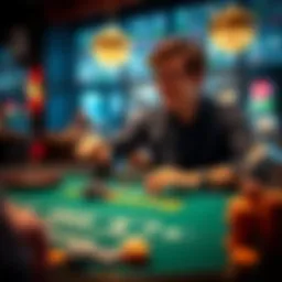 A person placing chips on a gambling table with a budget in mind, looking relaxed and happy