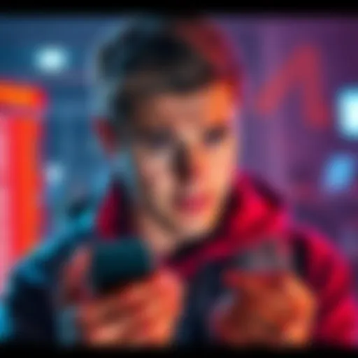 A person with a worried expression checking their smartphone for cryptocurrency betting updates