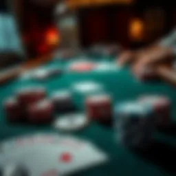 A poker table set up with playing cards and chips, hinting at a game of Strip Poker in progress.
