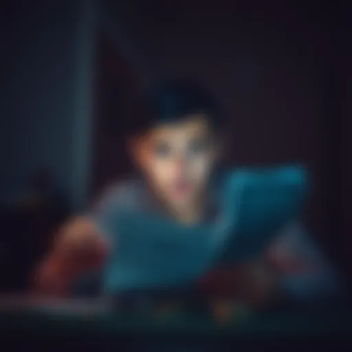 A person looking stressed while reviewing bills and debts in a dimly lit room