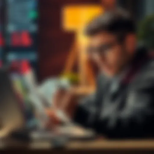 A person looking frustrated while analyzing betting slips and a laptop with a sports betting website open, highlighting the challenges of reaching betting milestones.