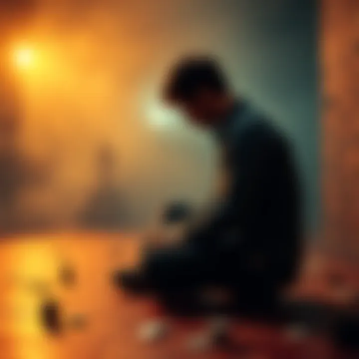 A person sitting alone, looking distressed and empty, symbolizing the impact of gambling addiction and loss.