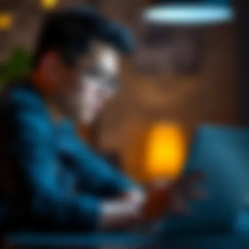 A concerned student looking at a laptop, pondering financial struggles after losing money in betting, with a worried expression