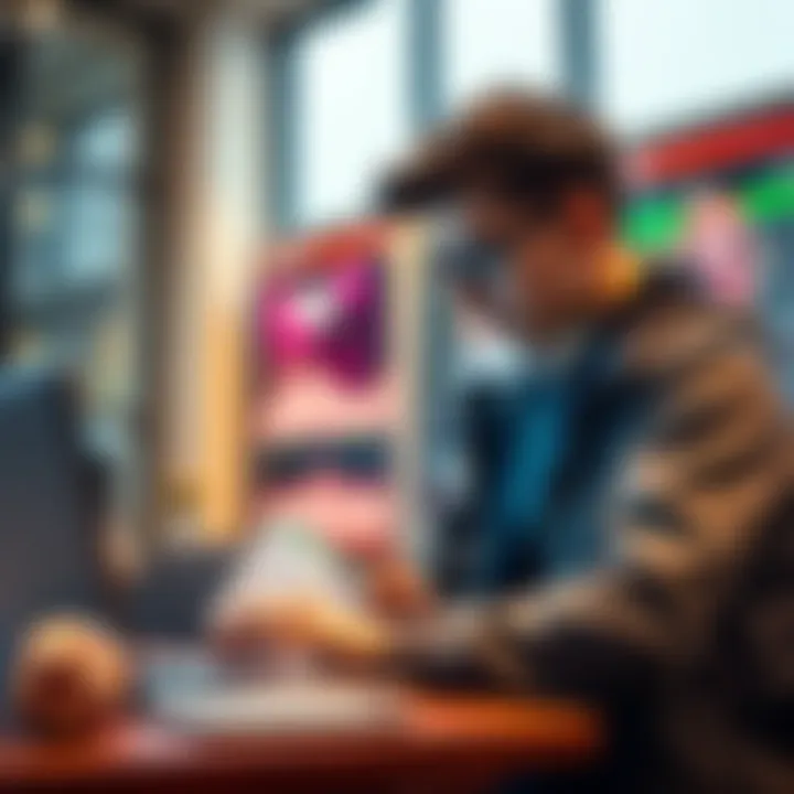 A student looking at a laptop with sports betting websites open, analyzing odds and teams