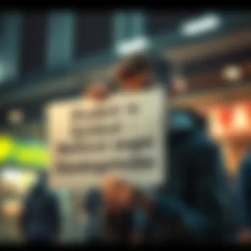 A distressed student holding a sign asking for financial support to pay off gambling debts