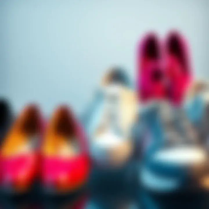 A variety of stylish shoes including elegant ballerinas and sporty sneakers displayed together