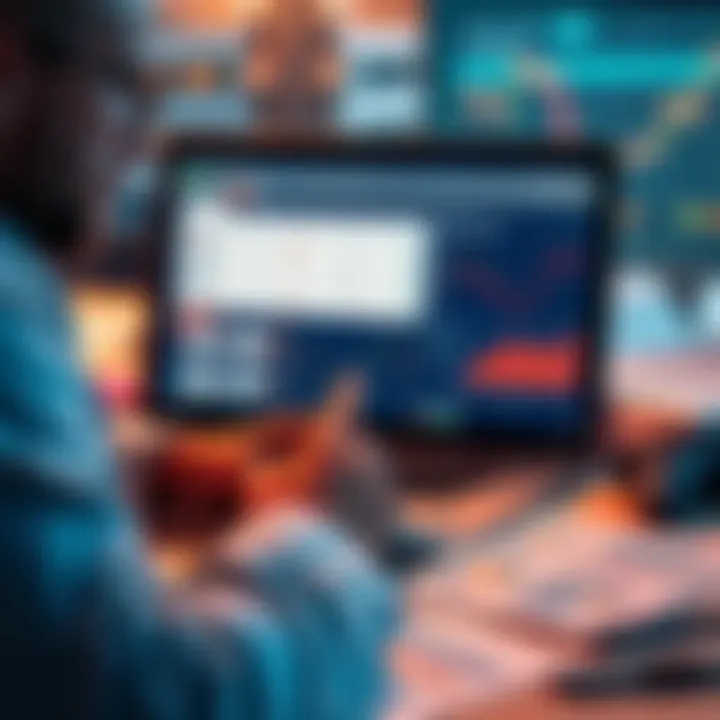 A person analyzing betting strategies on a laptop with charts and notes around