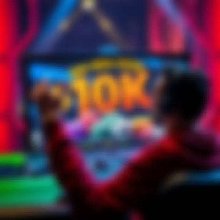 A person celebrating a big win in online poker with a computer screen showing poker chips and a large cash prize.