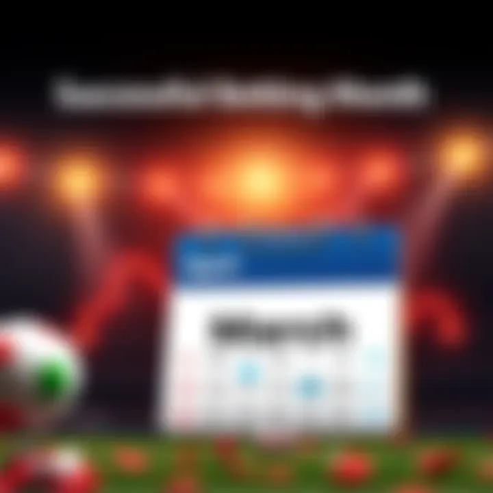 A graphic showing positive betting statistics and a calendar marking March, with a hopeful outlook for April.