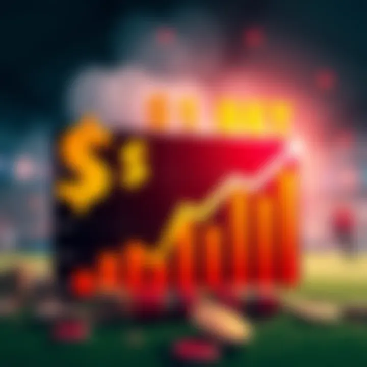 A graphic showing a positive trend in betting results with dollar signs and a monthly deposit chart