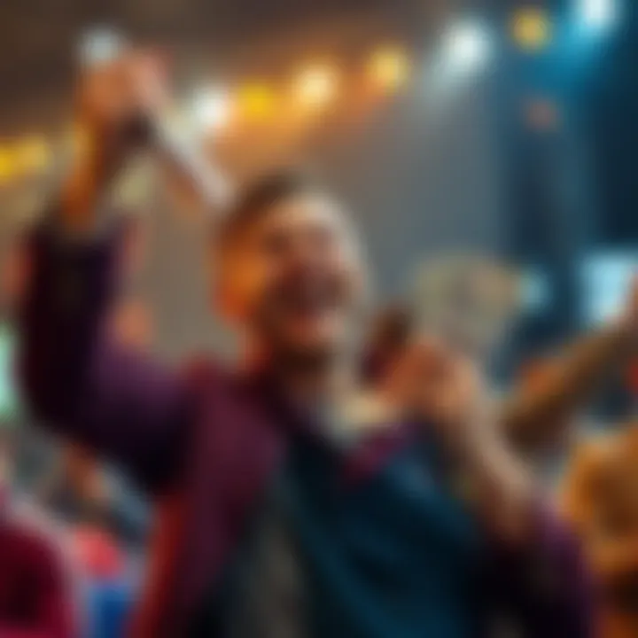 A happy bettor celebrating a win after choosing single bets over parlays, with cash and betting slips in hand.