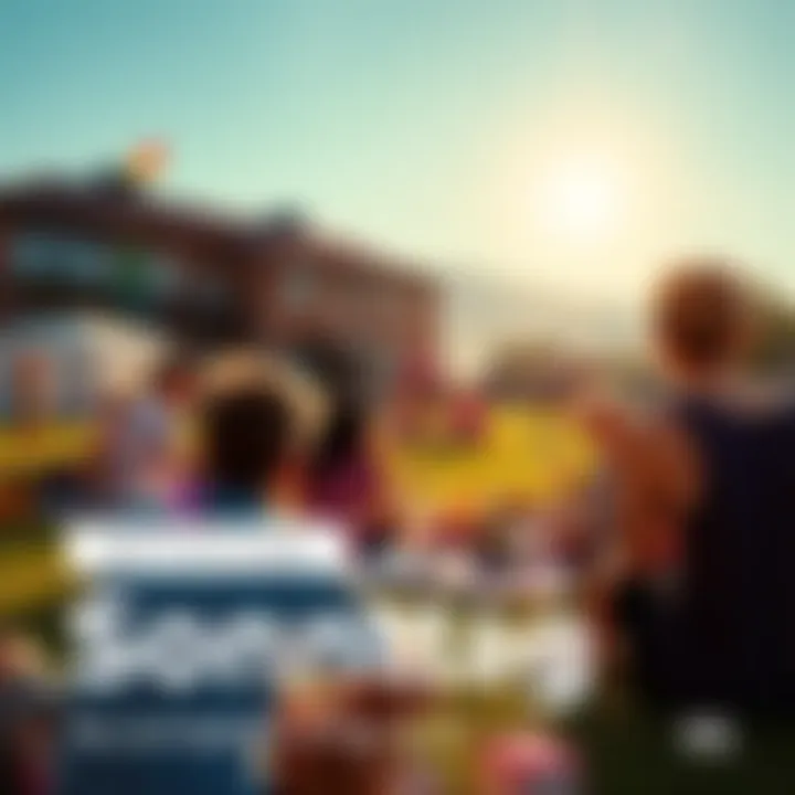 Sunday Activities A sunny day with people enjoying various activities like picnics and outdoor sports