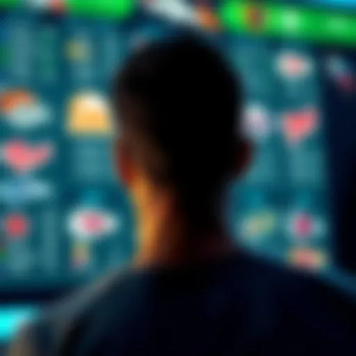 A person looking at NFL team logos with betting odds displayed, contemplating bets for Super Bowl 2026.