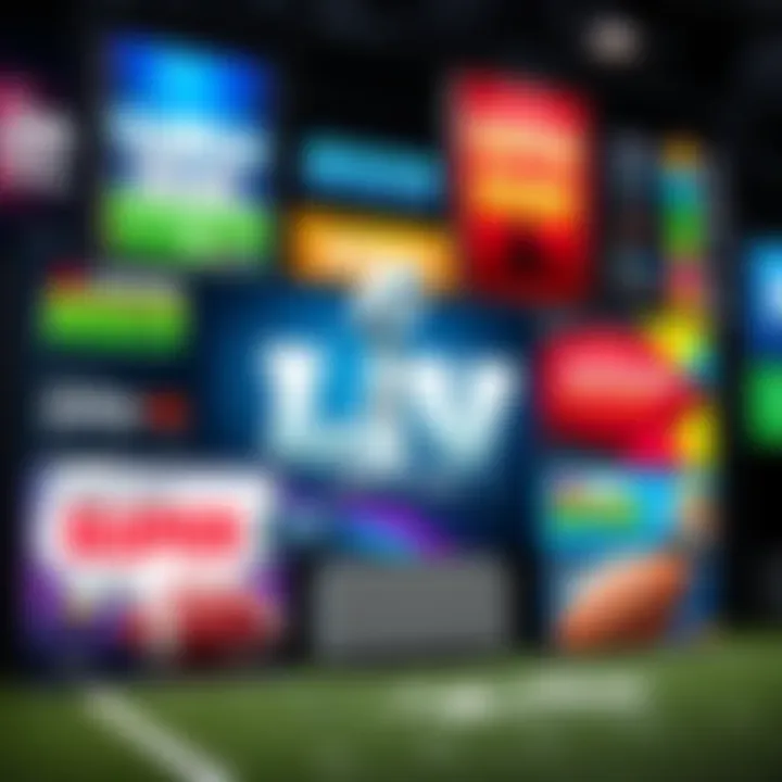 A display of various sports betting offers for the Super Bowl LX, featuring promotional banners and odds