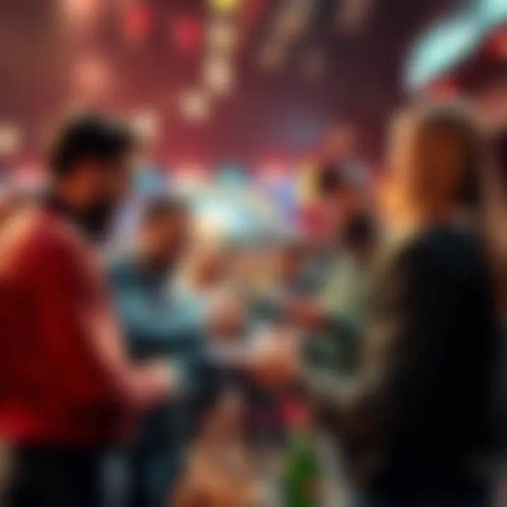 People sharing and discussing Super Bowl parlays and betting strategies at a gathering