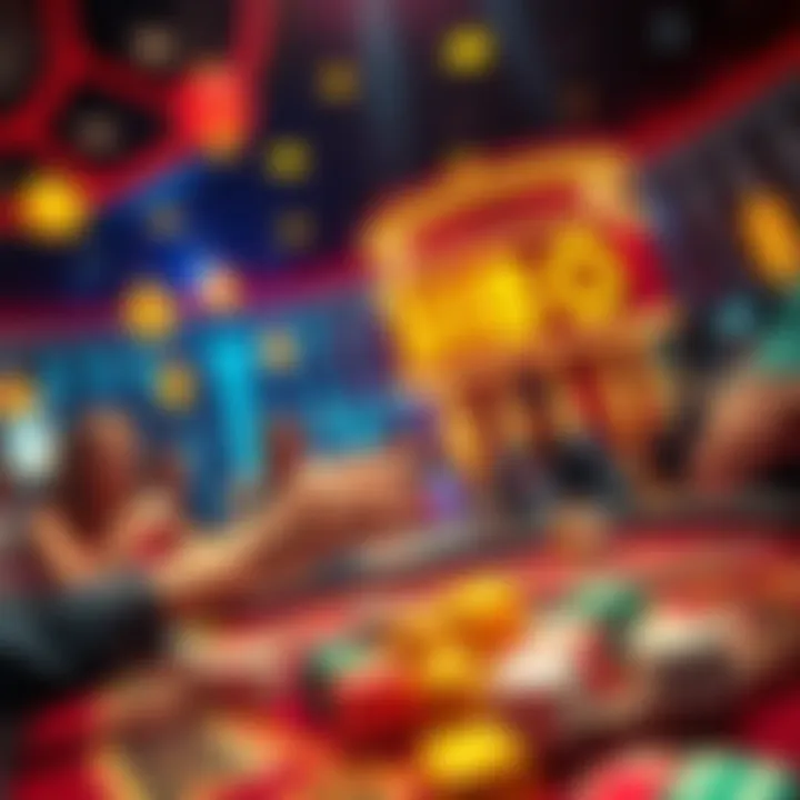 A vibrant casino scene featuring players enjoying the Super Sic Bo game with colorful dice and a lively atmosphere.