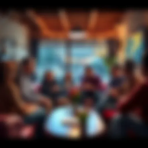 A group of people discussing resources for gambling addiction recovery in a cozy support group setting