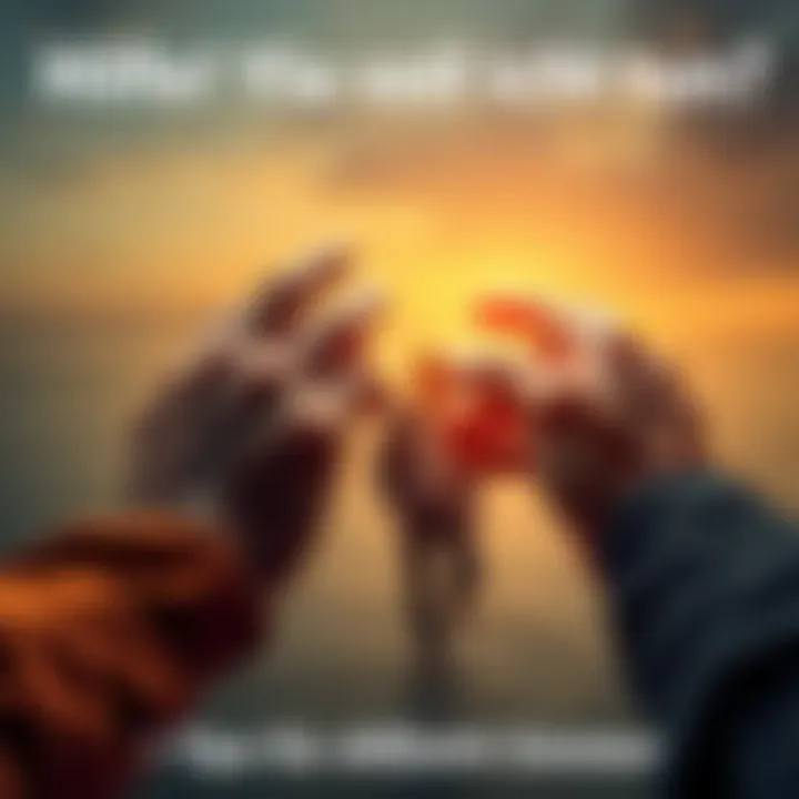 Two hands reaching out to support a person in distress, symbolizing help during tough times