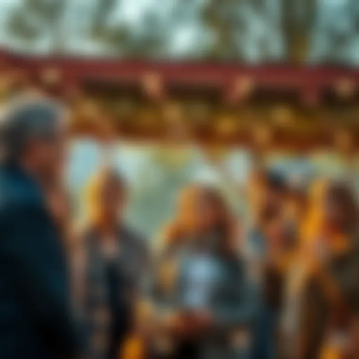 A group of people looking surprised and talking about a recent decision in an outdoor setting