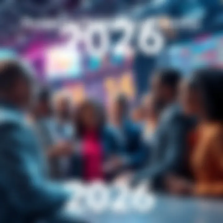 Surprising Developments in 2026 A dynamic scene showcasing political and economic changes in 2026, featuring a diverse group of people discussing innovations and trends.