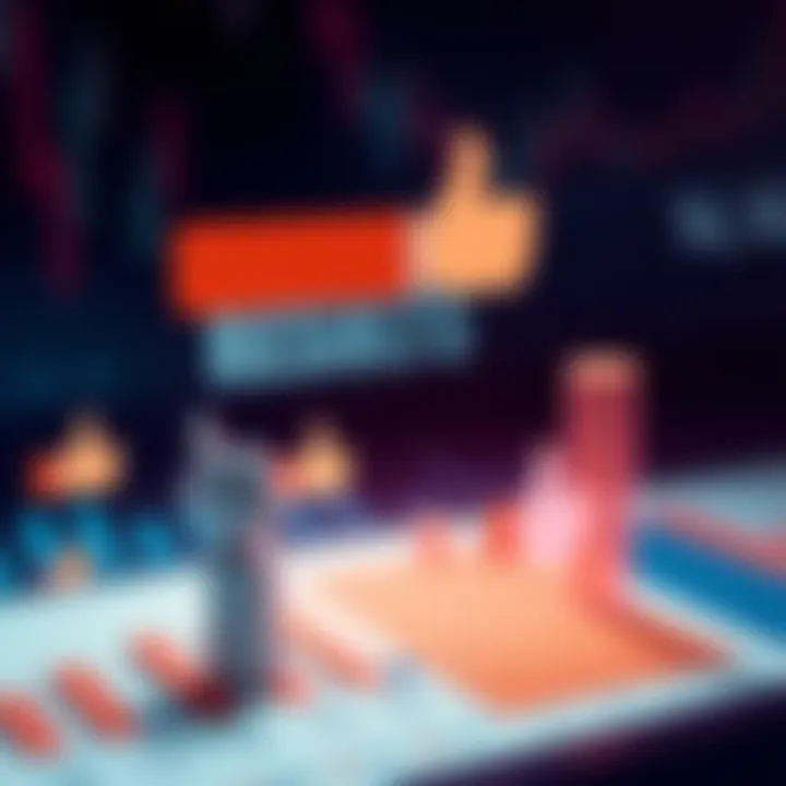 Graphic showing survey results with thumbs up icons representing positive opinions and charts displaying trends.