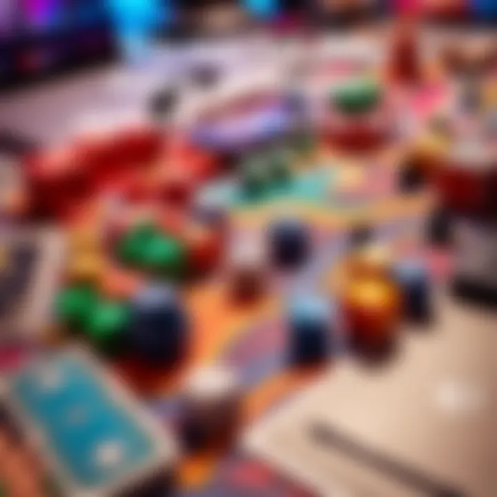 A colorful tabletop filled with game pieces, dice, and cards, inviting players to start a new hobby