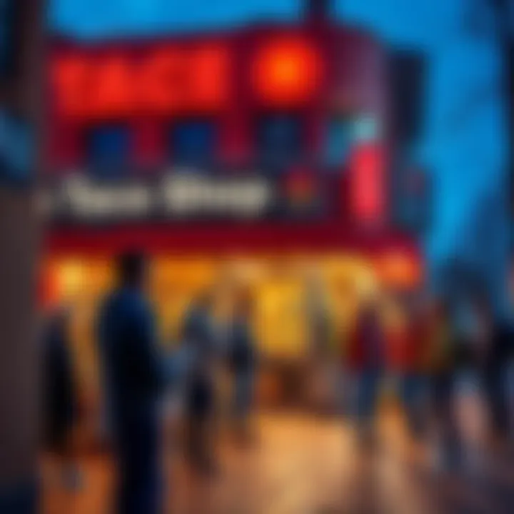 People expressing concerns outside a taco shop regarding alleged misleading practices